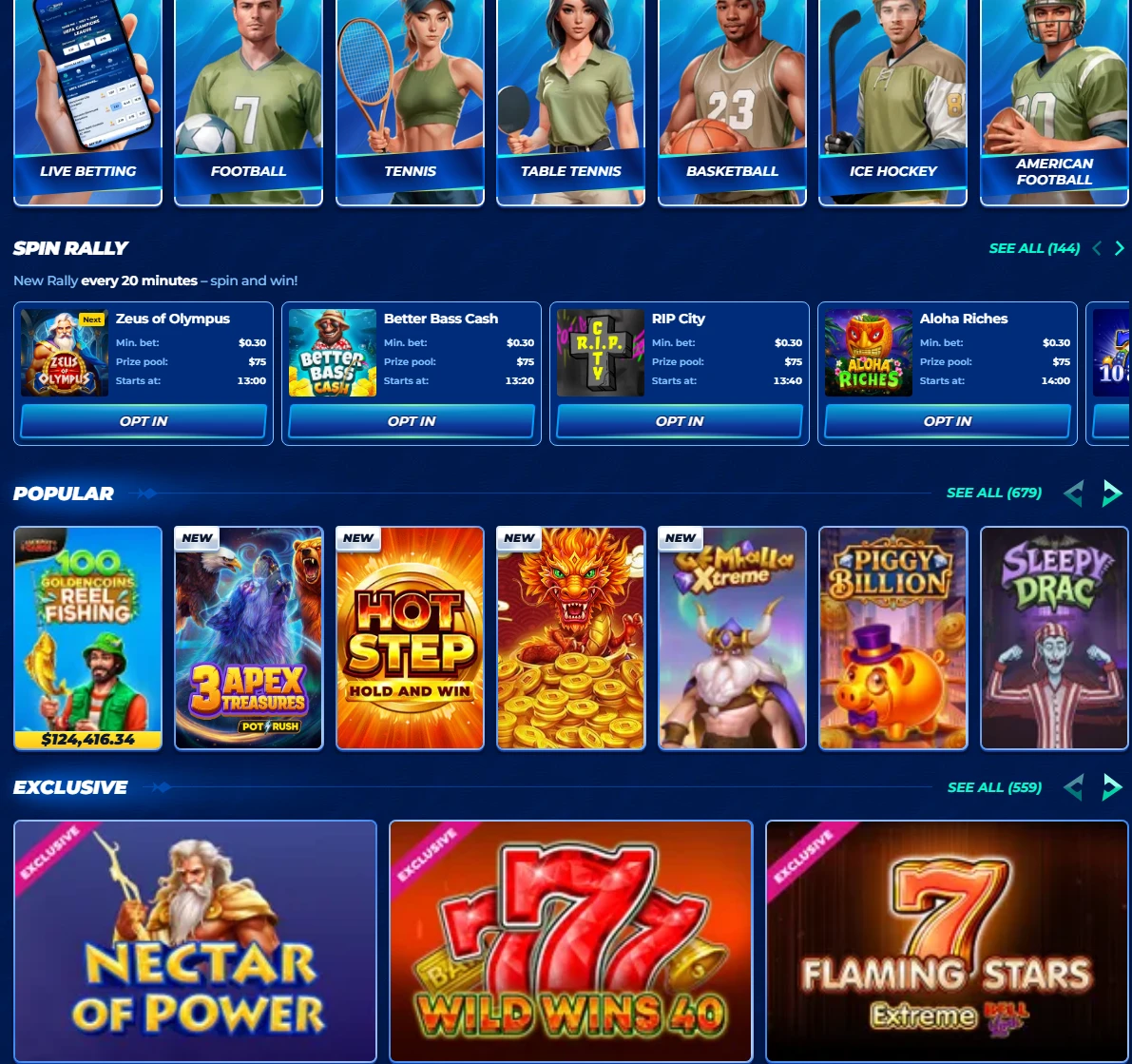 Bassbet: Slot, giochi